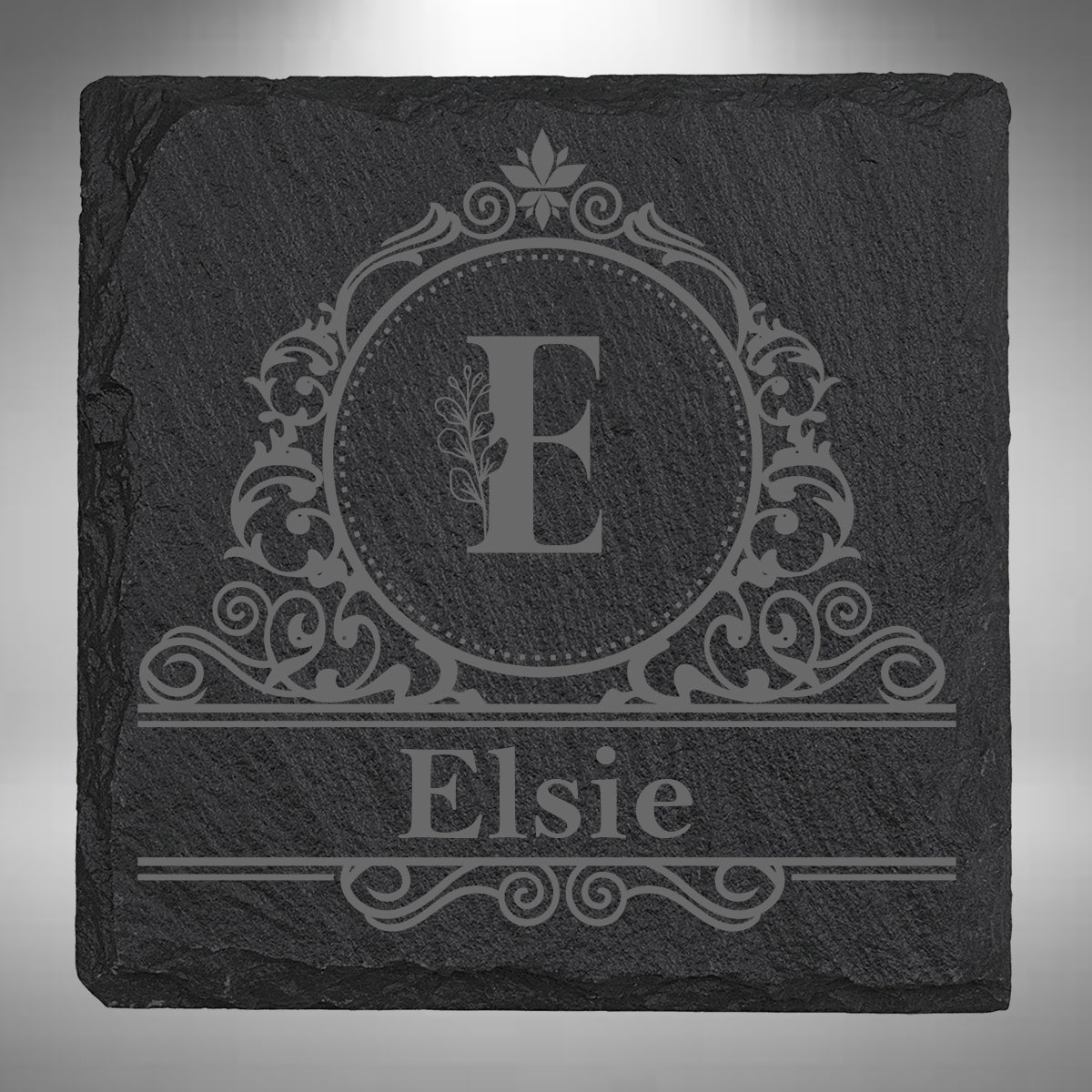 Personalised Initial & Name Slate Coaster – 10 × 10cm
