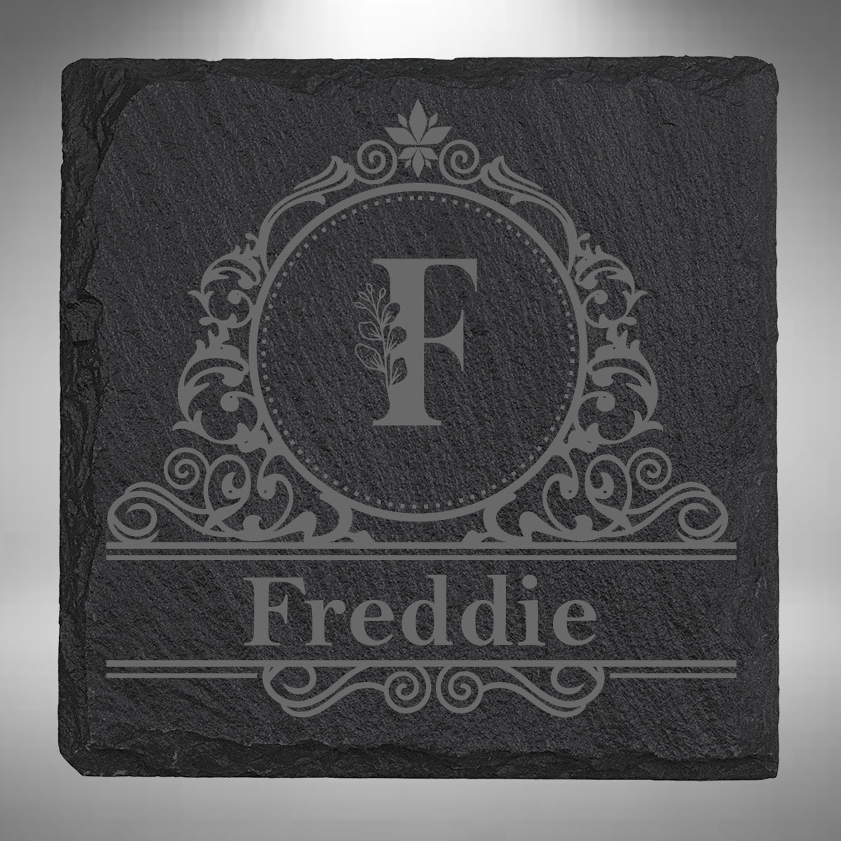 Personalised Initial & Name Slate Coaster – 10 × 10cm