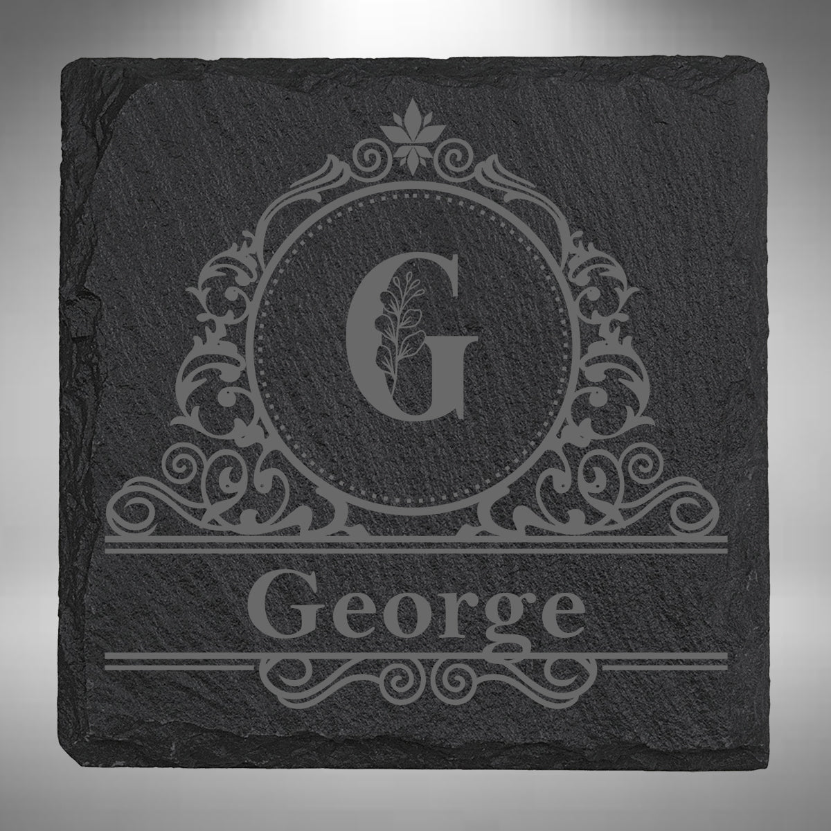 Personalised Initial & Name Slate Coaster – 10 × 10cm