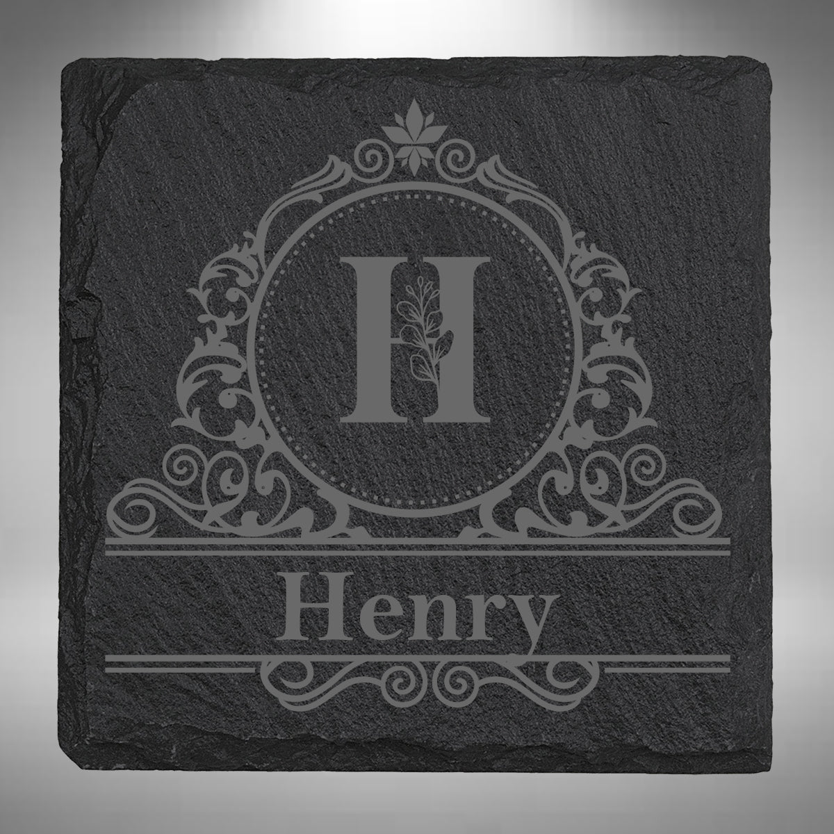 Personalised Initial & Name Slate Coaster – 10 × 10cm