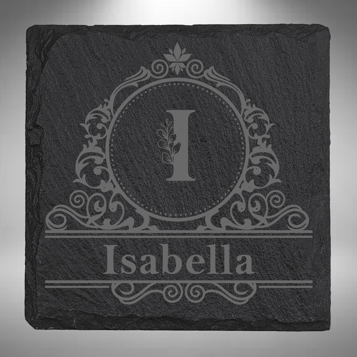 Personalised Initial & Name Slate Coaster – 10 × 10cm