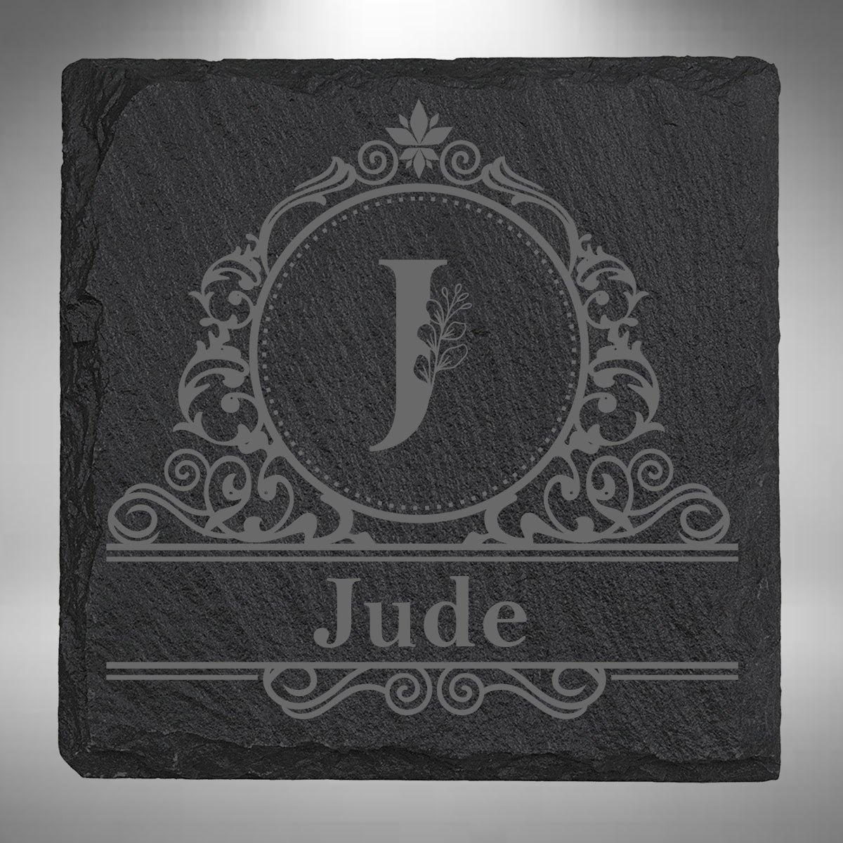 Personalised Initial & Name Slate Coaster – 10 × 10cm