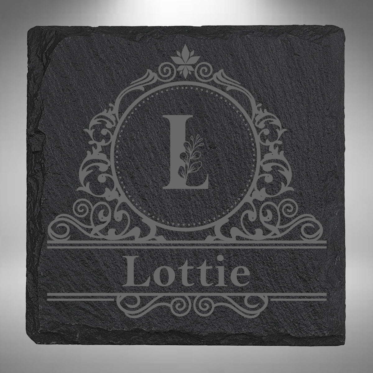 Personalised Initial & Name Slate Coaster – 10 × 10cm