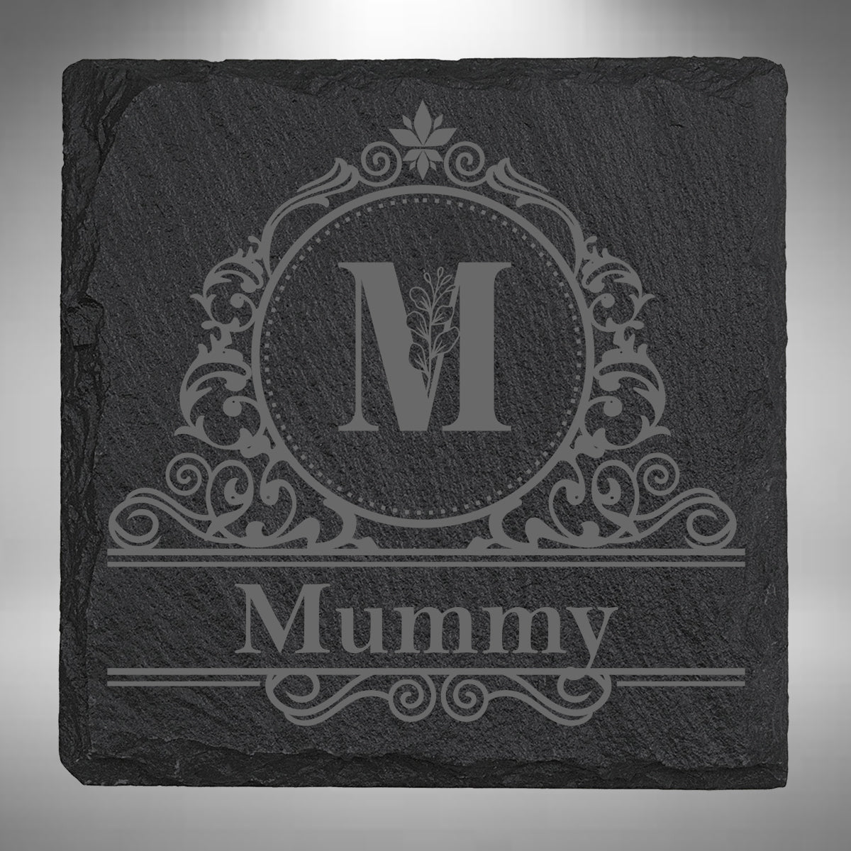 Personalised Initial & Name Slate Coaster – 10 × 10cm