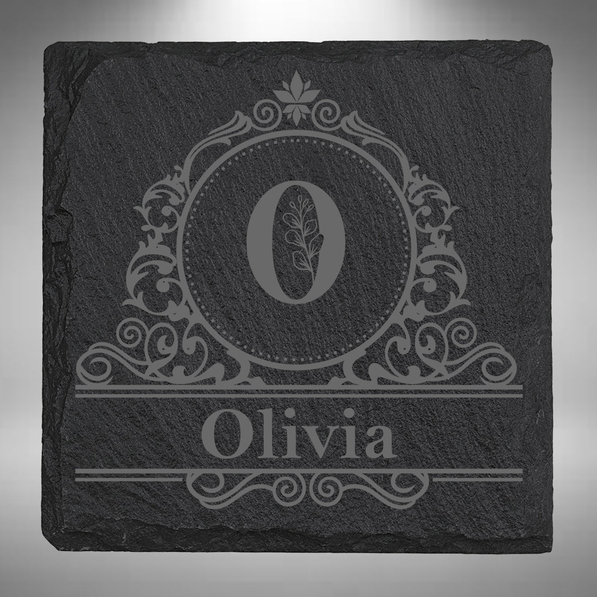Personalised Initial & Name Slate Coaster – 10 × 10cm