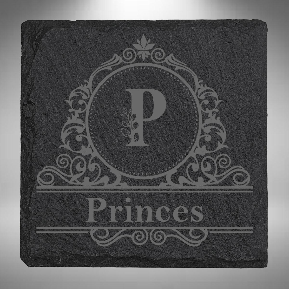 Personalised Initial & Name Slate Coaster – 10 × 10cm
