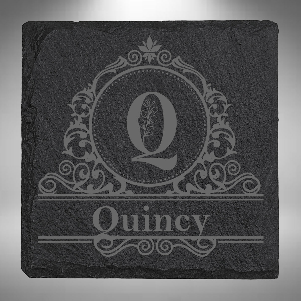 Personalised Initial & Name Slate Coaster – 10 × 10cm