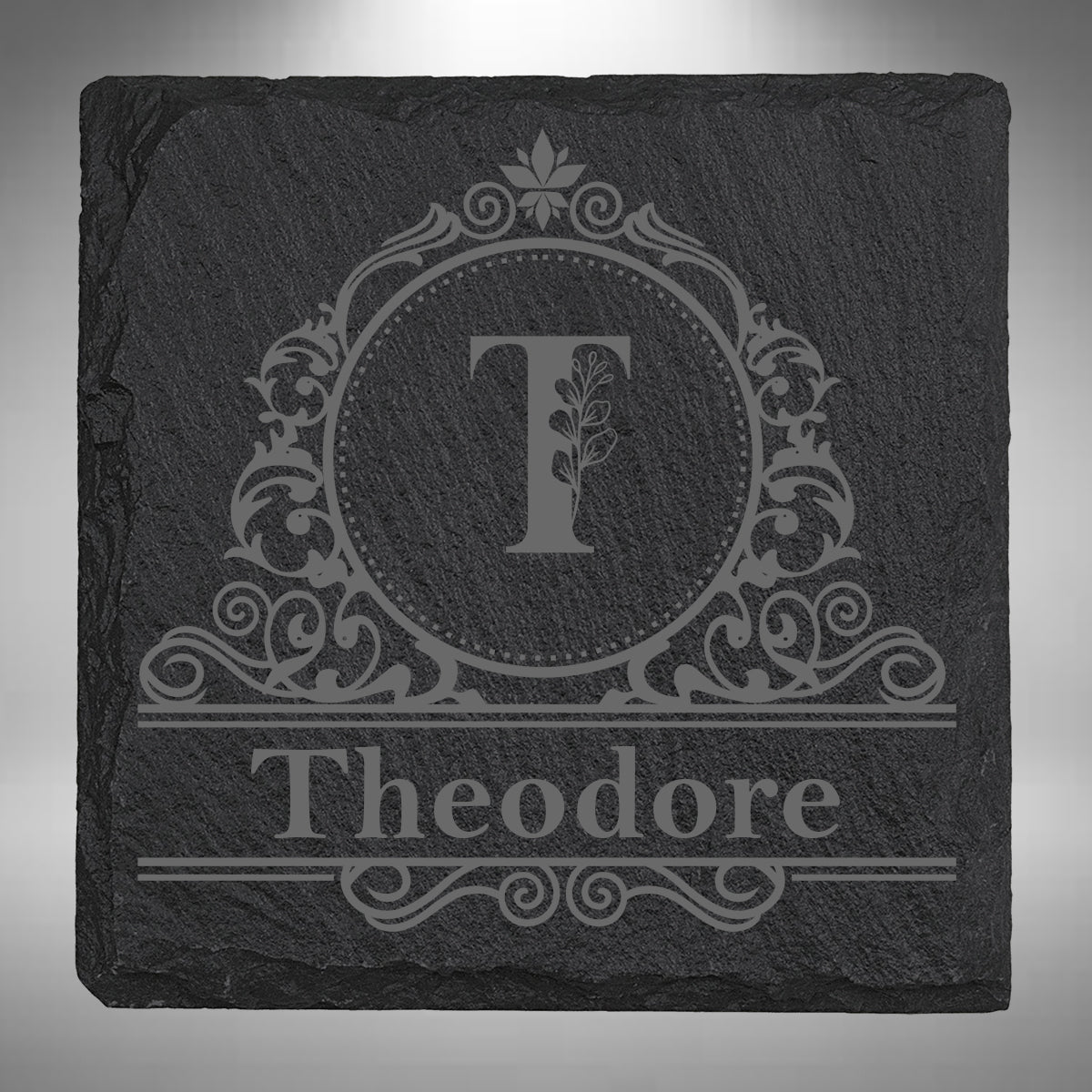 Personalised Initial & Name Slate Coaster – 10 × 10cm