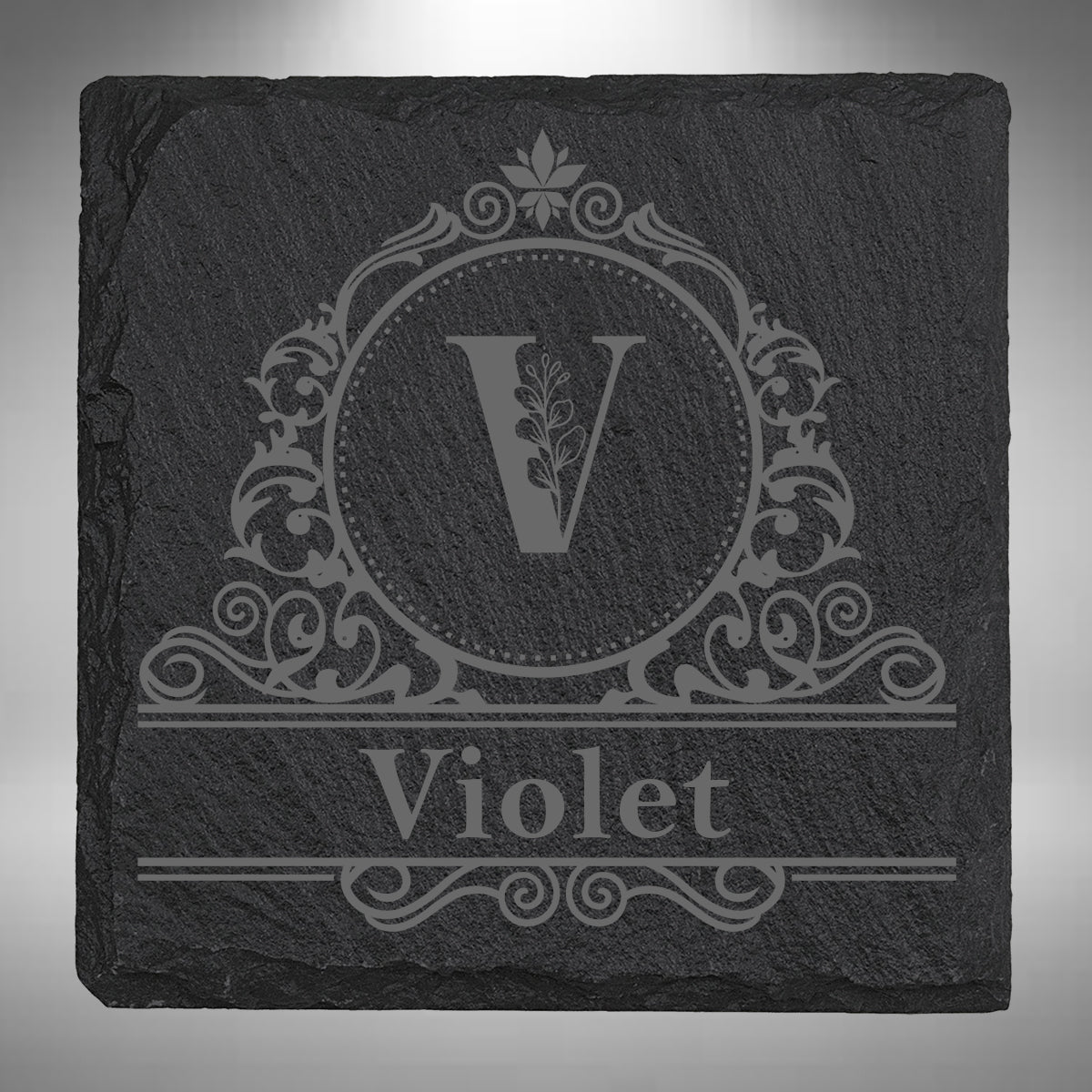 Personalised Initial & Name Slate Coaster – 10 × 10cm