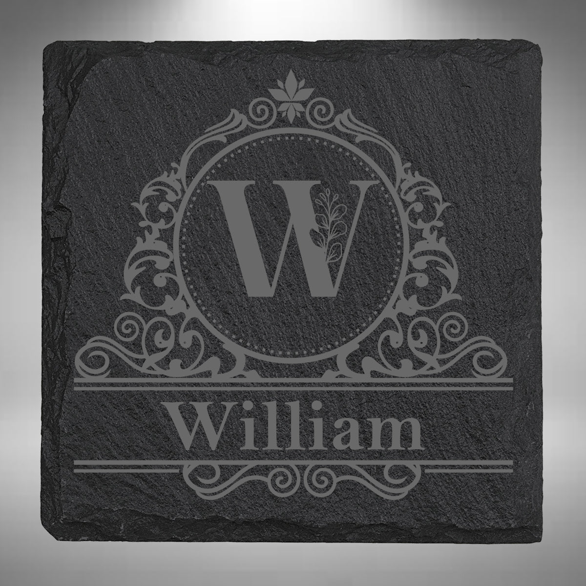 Personalised Initial & Name Slate Coaster – 10 × 10cm