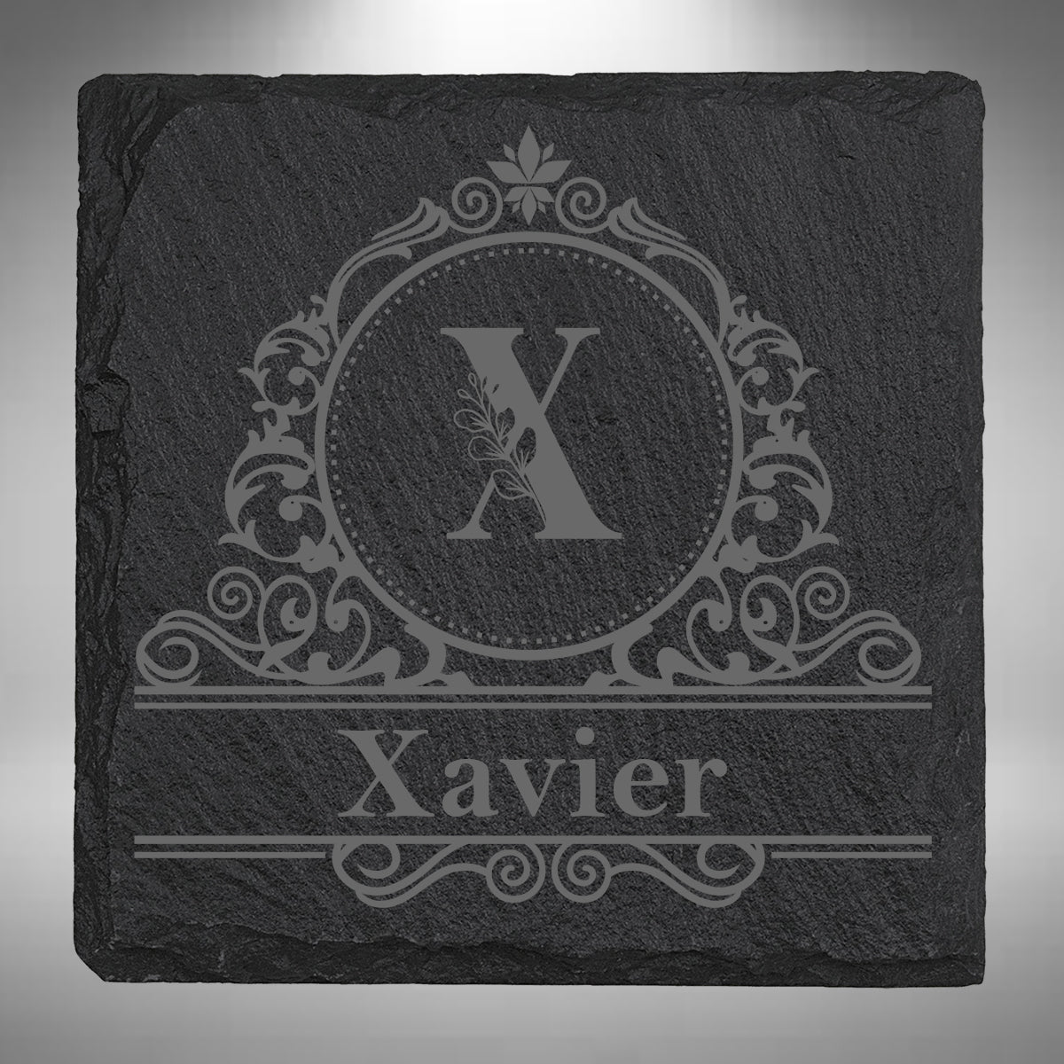 Personalised Initial & Name Slate Coaster – 10 × 10cm