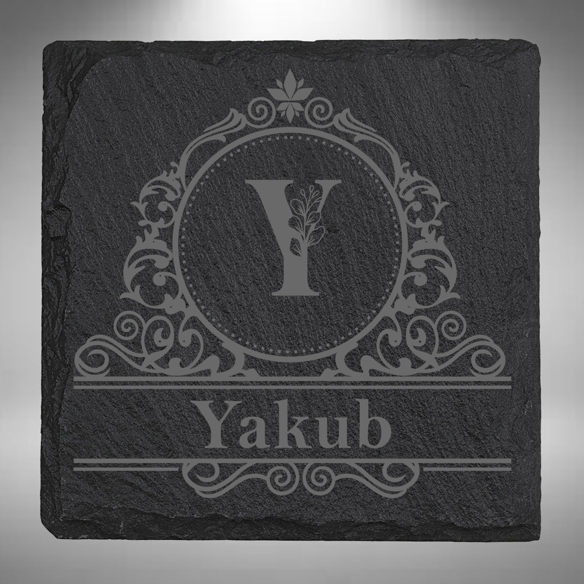 Personalised Initial & Name Slate Coaster – 10 × 10cm