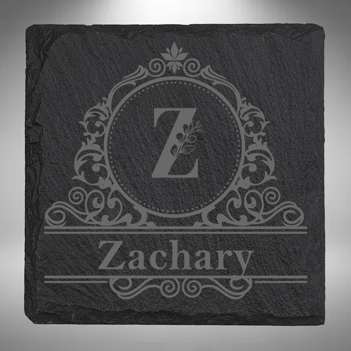 Personalised Initial & Name Slate Coaster – 10 × 10cm