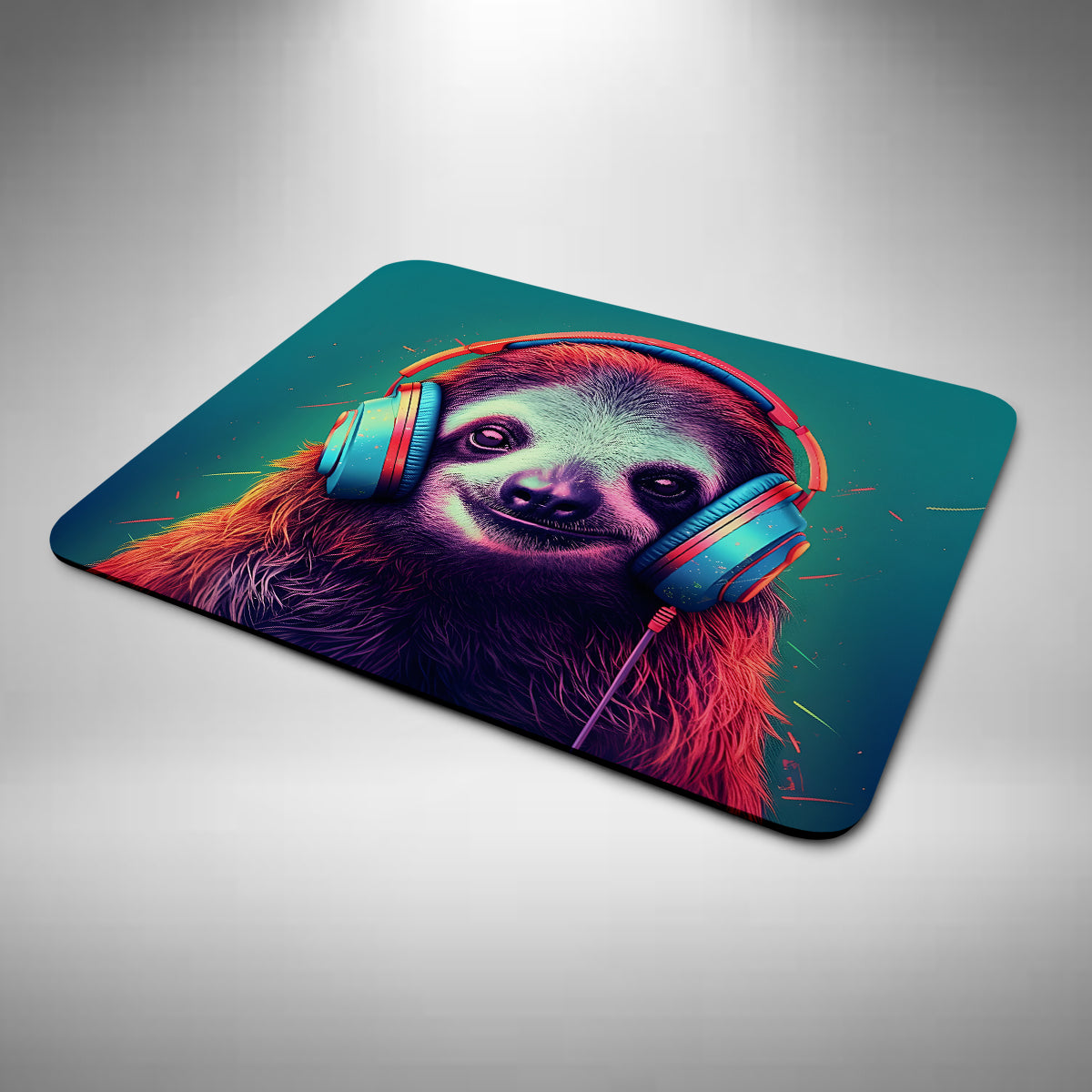 Sloth Wearing Headphones Mouse Mat