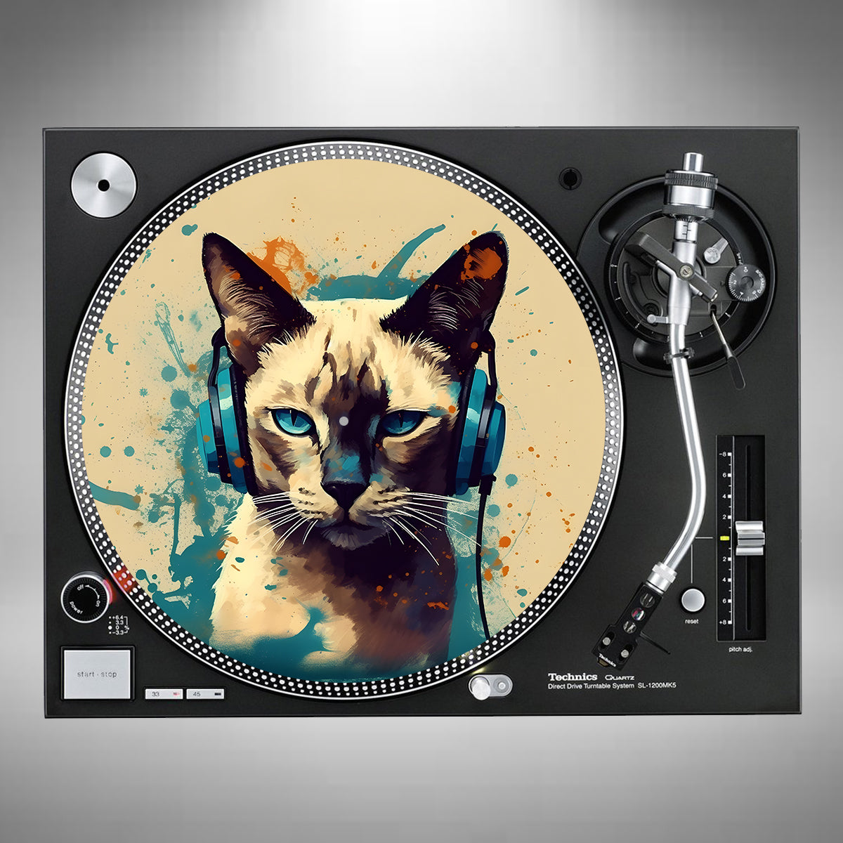 Siamese Cat Wearing Headphones Slipmats