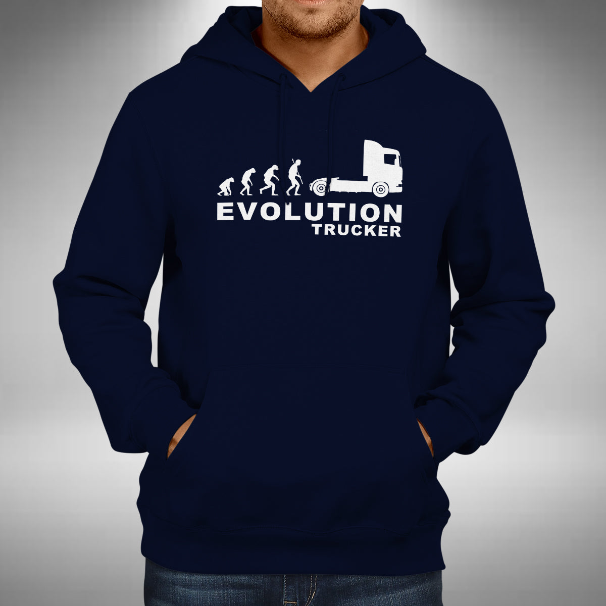 Trucker Evolution Adult Hoodie - Funny Truck Driver Heavy Goods Lorry Wagon
