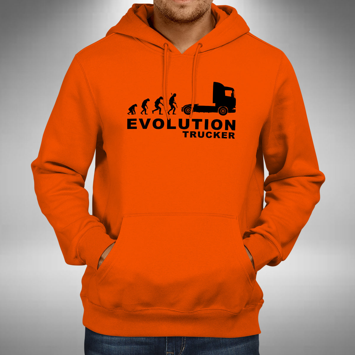Trucker Evolution Adult Hoodie - Funny Truck Driver Heavy Goods Lorry Wagon