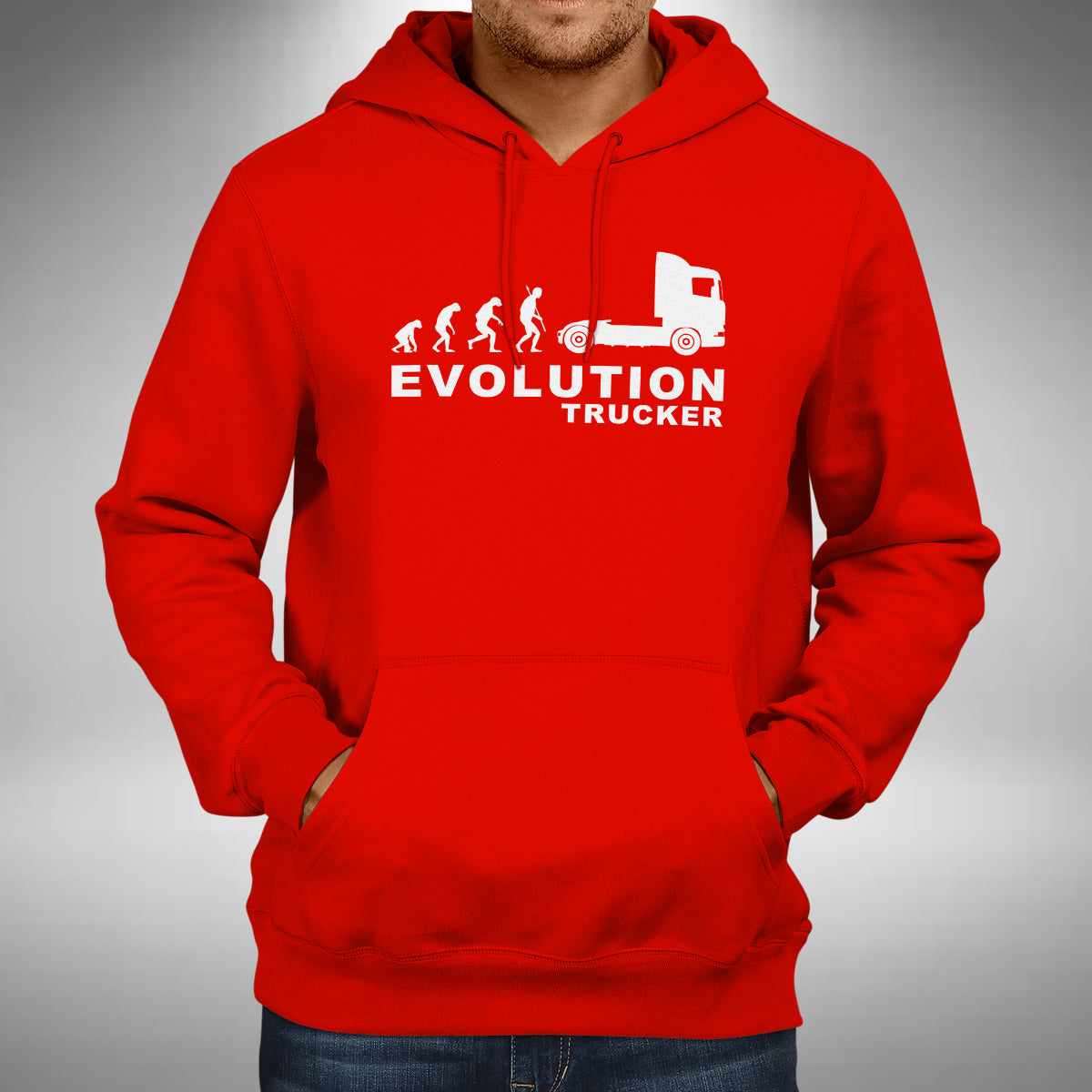 Trucker Evolution Adult Hoodie - Funny Truck Driver Heavy Goods Lorry Wagon