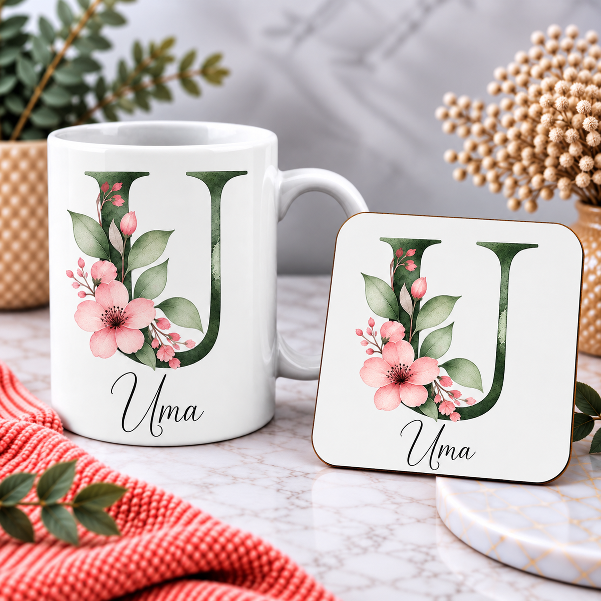 Personalised Initial Mug, Coaster or Gift Set – Any Name