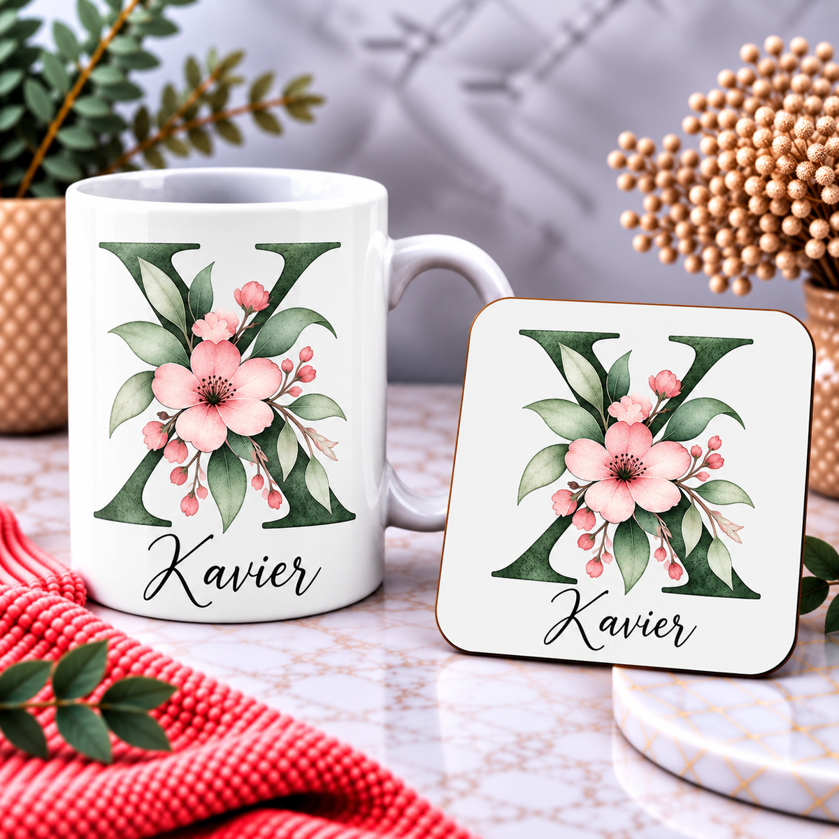 Personalised Initial Mug, Coaster or Gift Set – Any Name