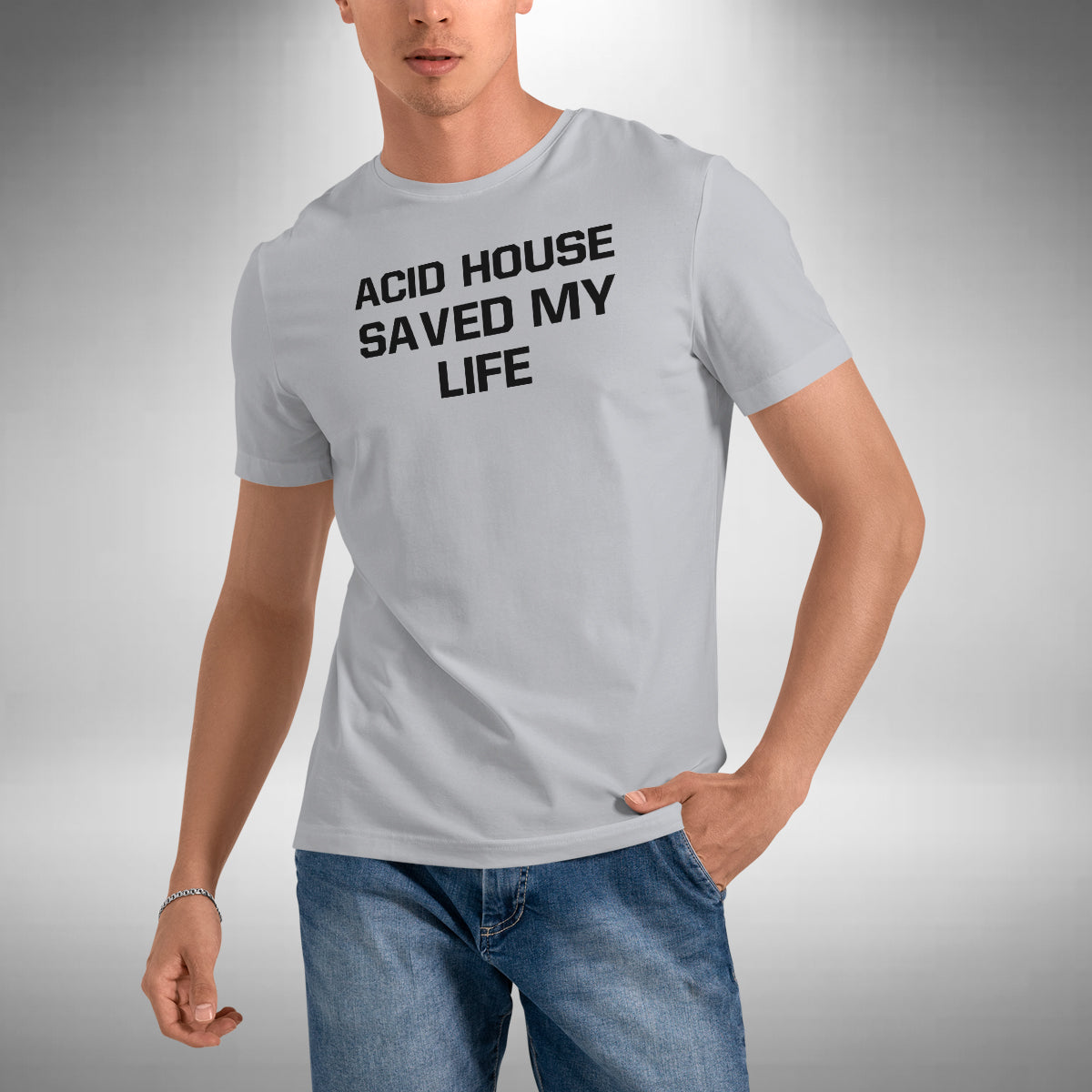 Acid House Music Saved My Life Men's T-Shirt Dj Clubbing Dance Rave Music Lover