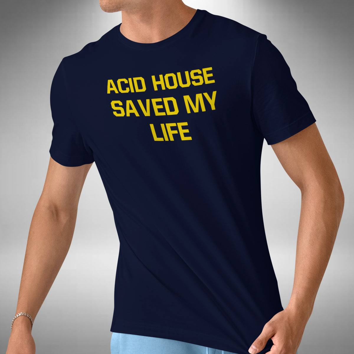 Acid House Music Saved My Life Men's T-Shirt Dj Clubbing Dance Rave Music Lover