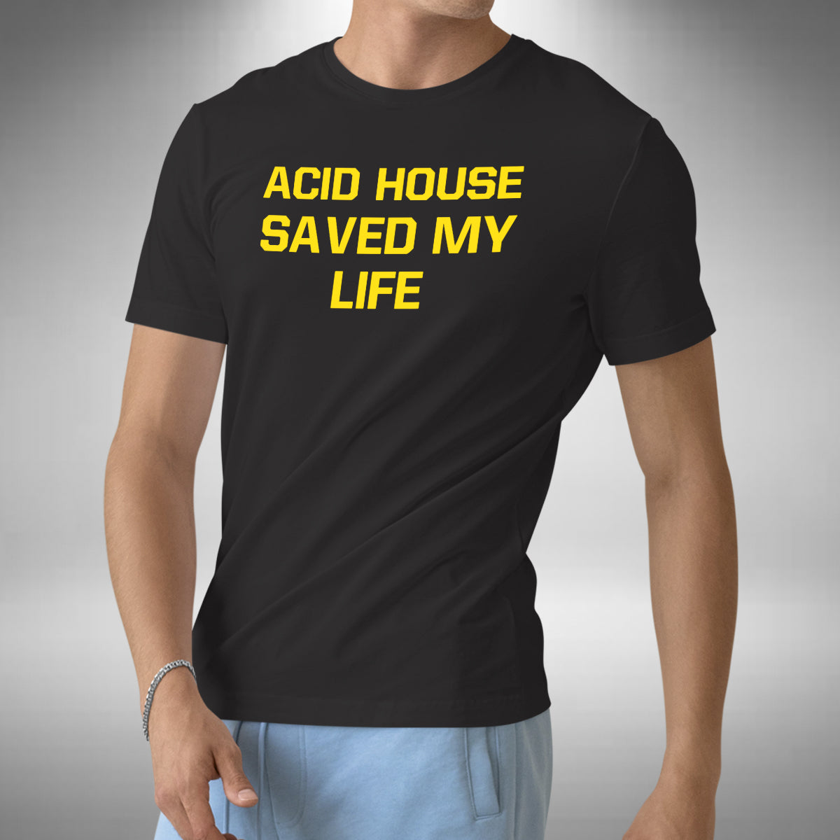 Acid House Music Saved My Life Men's T-Shirt Dj Clubbing Dance Rave Music Lover