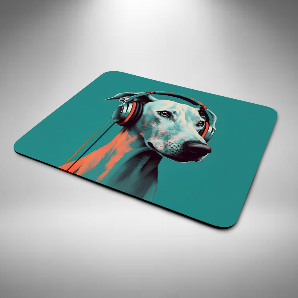 Azawakh Dog Wearing Headphones Mouse Mat