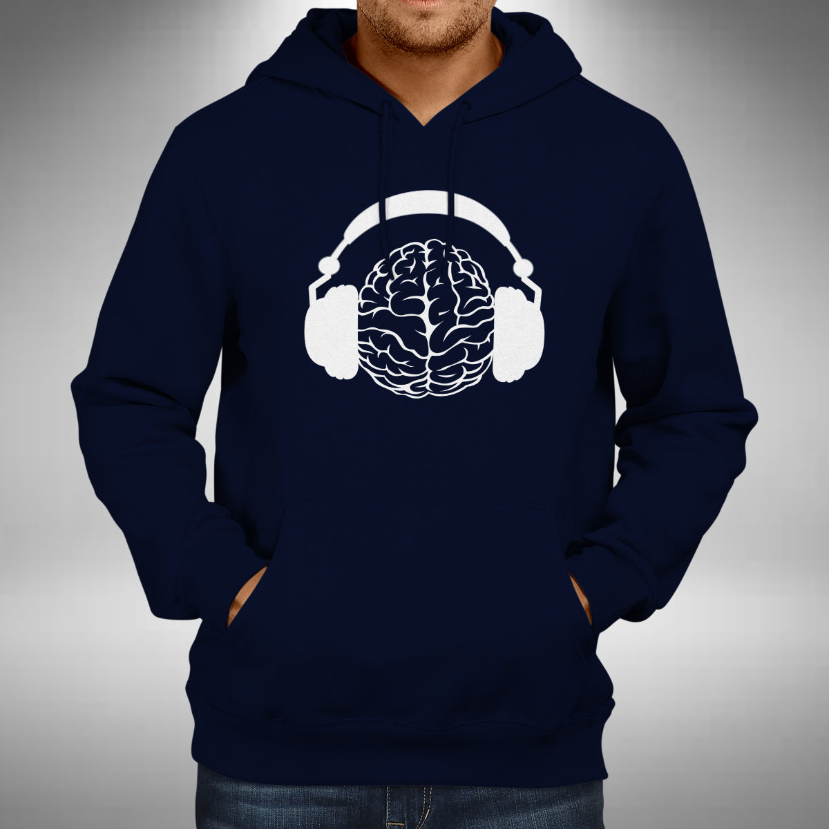 Brain Headphones Adult Hoodie - Funny Dj Music Lover House Dance