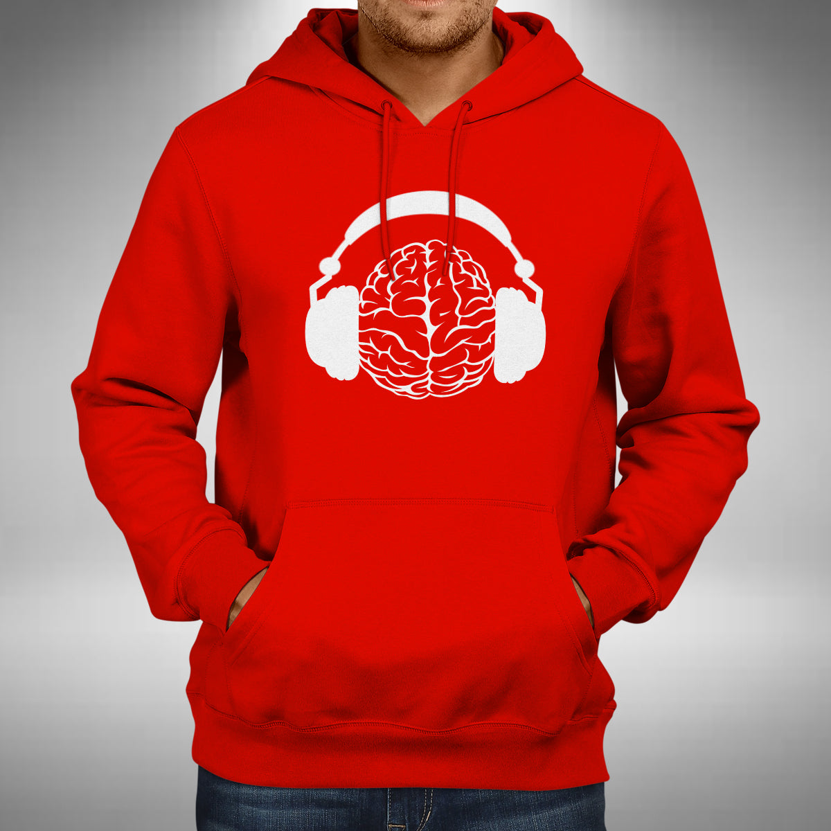 Brain Headphones Adult Hoodie - Funny Dj Music Lover House Dance