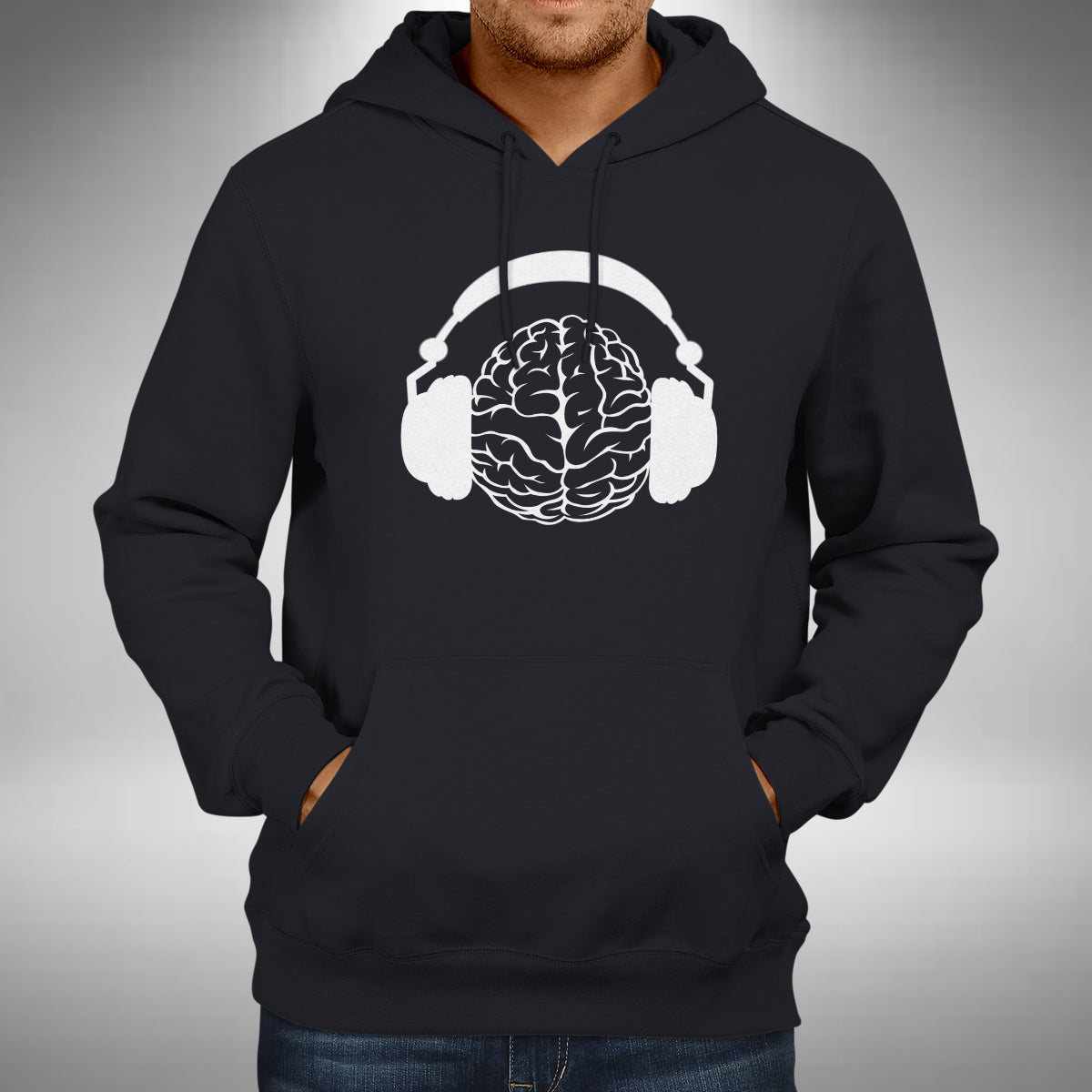 Brain Headphones Adult Hoodie - Funny Dj Music Lover House Dance