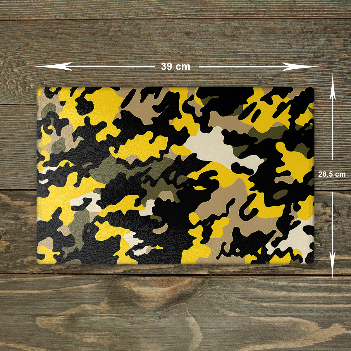 Camouflage Glass Chopping Board – Yellow, A3