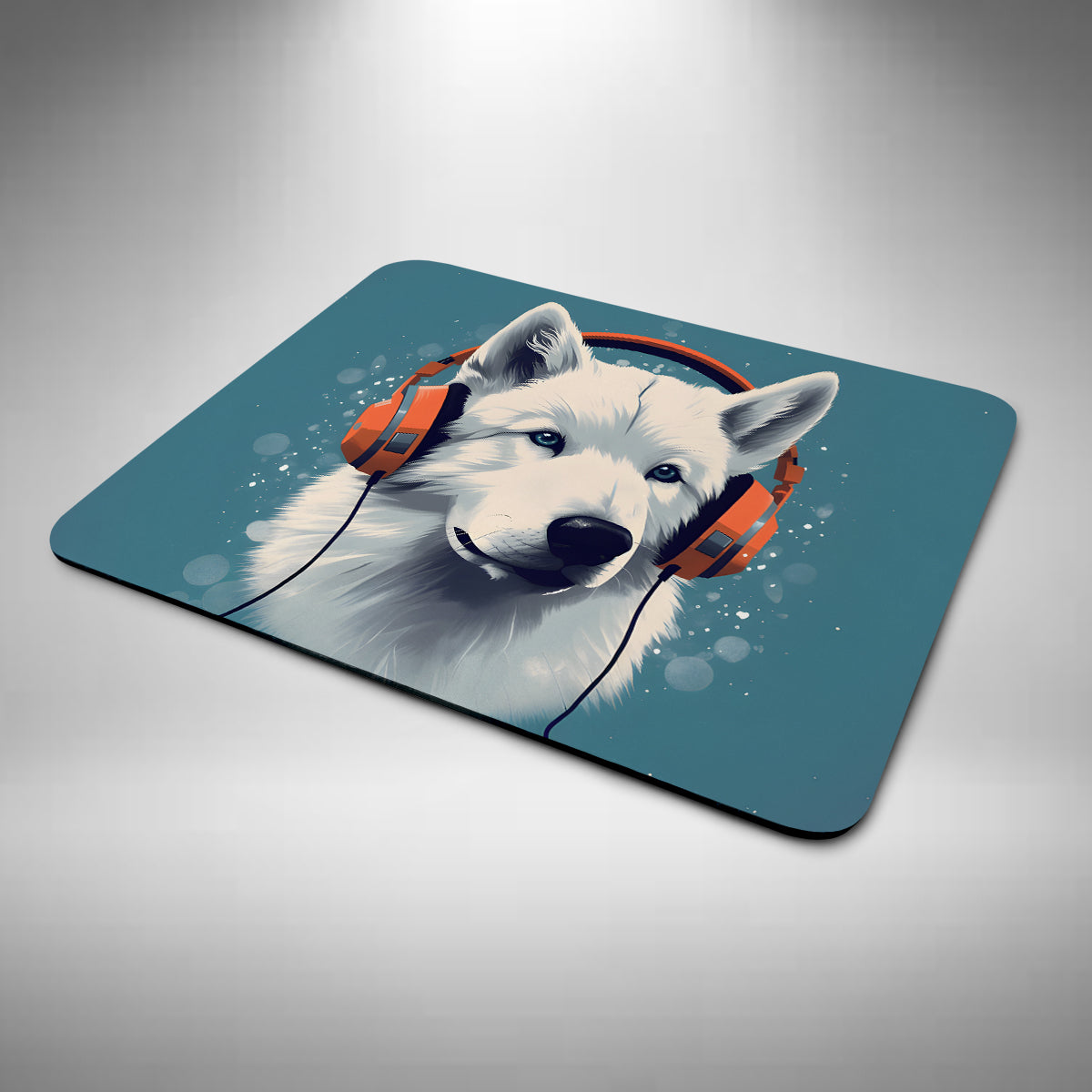 Canadian Eskimo Dog Wearing Headphones Mouse Mat