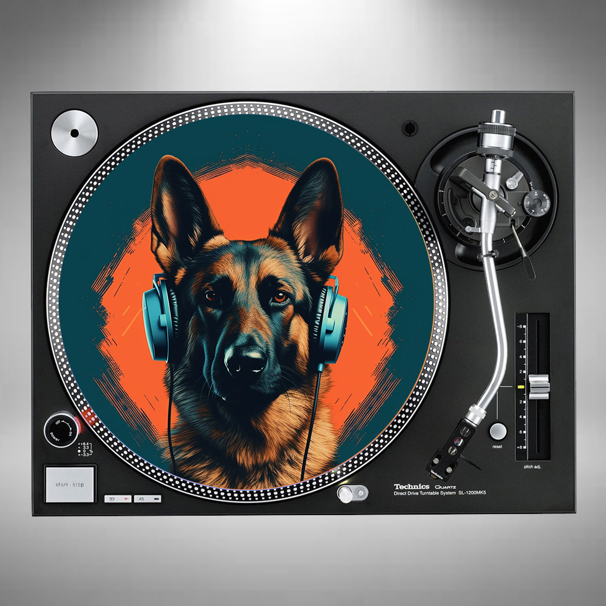 German Shepherd Wearing Headphones Slipmats