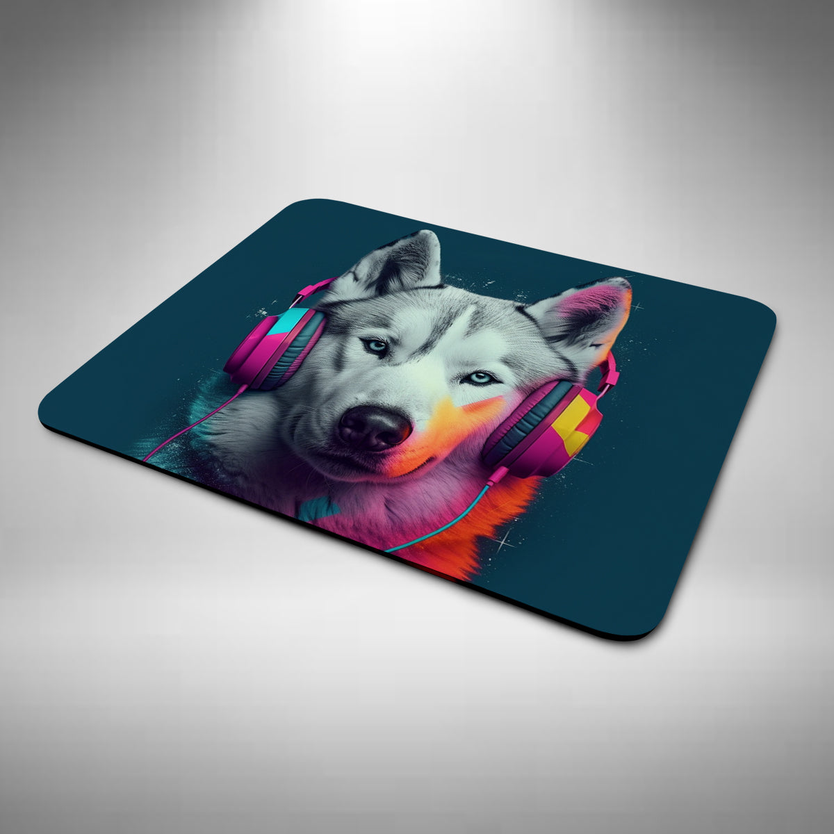 Husky Wearing Headphones Mouse Mat