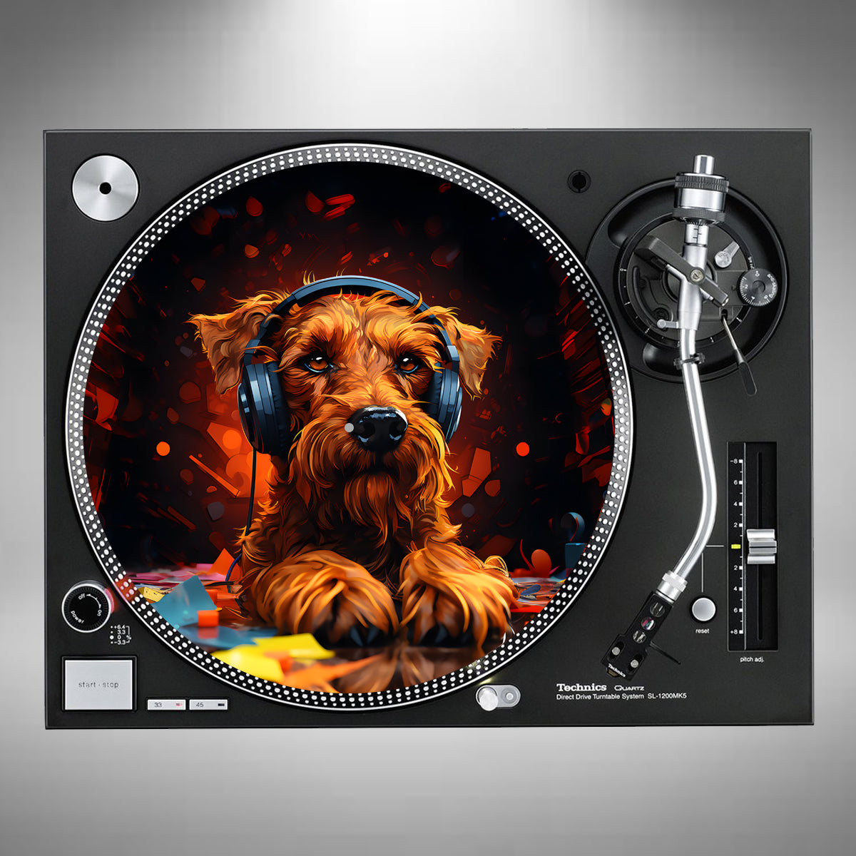 Irish Terrier Wearing Headphones Slipmats