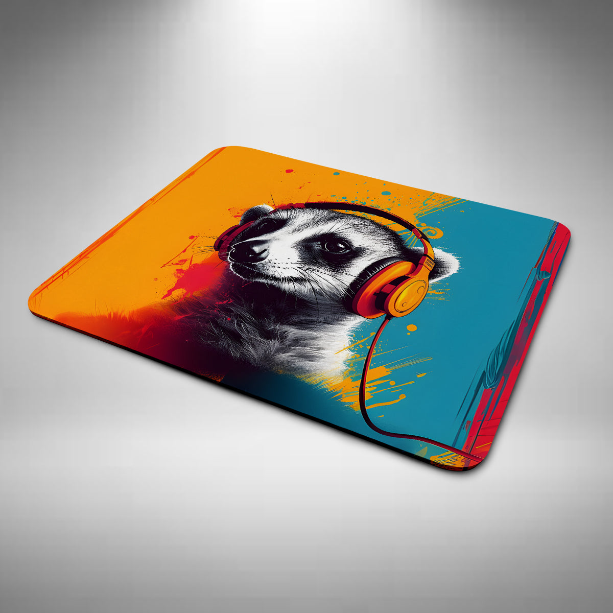Meerkat Wearing Headphones Mouse Mat