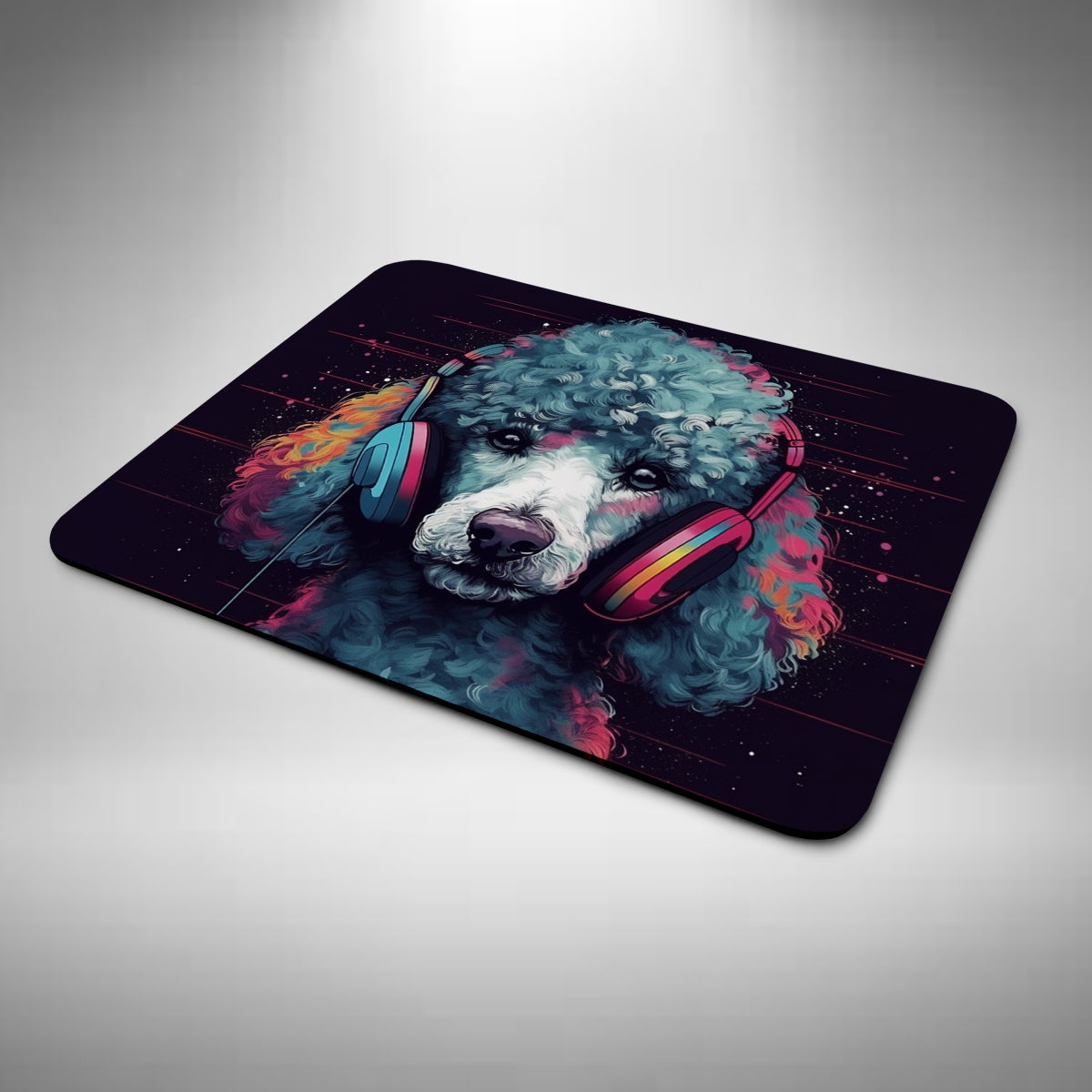 Poodle Wearing Headphones Mouse Mat