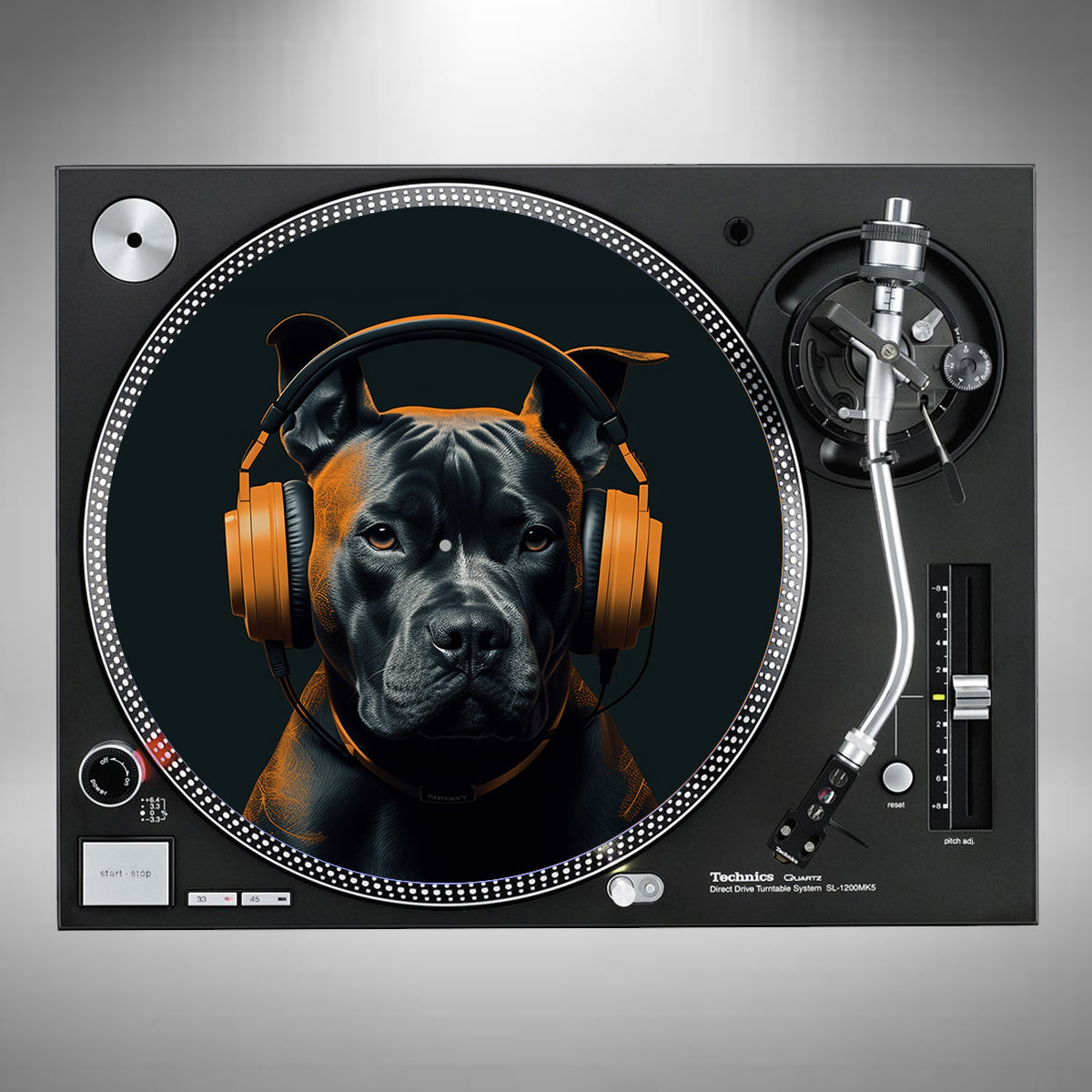 Staffordshire Bull Terrier Wearing Headphones Slipmats
