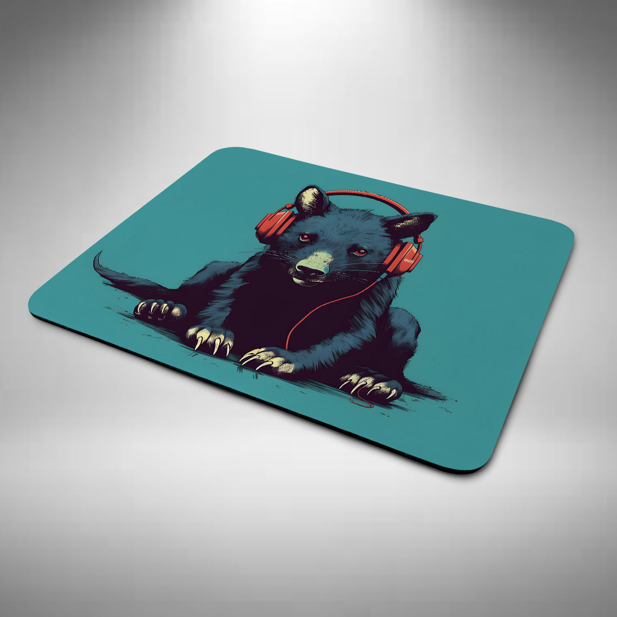 Tasmanian Devil Wearing Headphones Mouse Mat